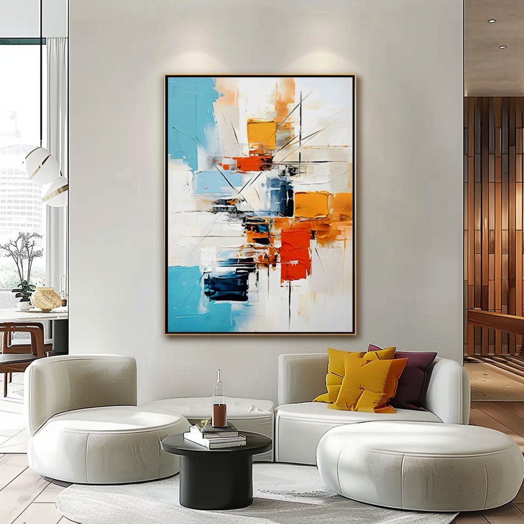 Abstract Colorful Painting "Éclats de Verre" — Front View | Abstract Oil Painting for Home Decor