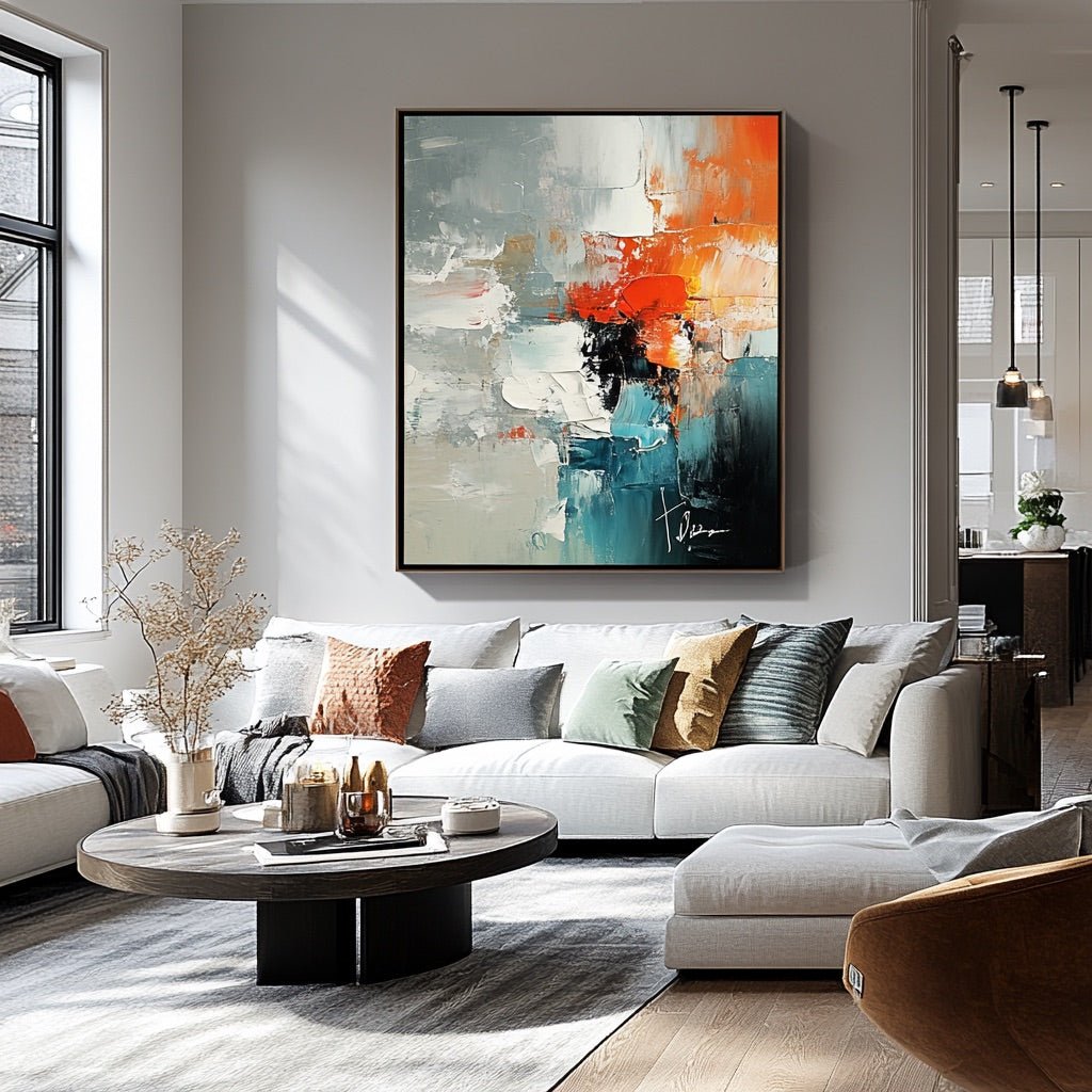 Abstract  Painting "Ombre Lumineuse" — Front View | Abstract Oil Painting for Home Decor