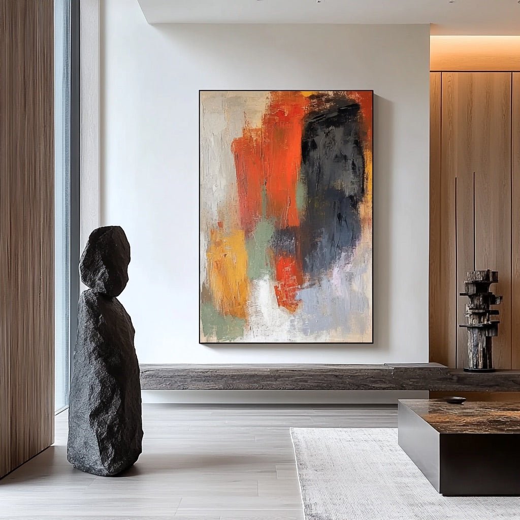 Abstract  Painting "Rêve Fragmenté" — Front View | Abstract Oil Painting for Home Decor