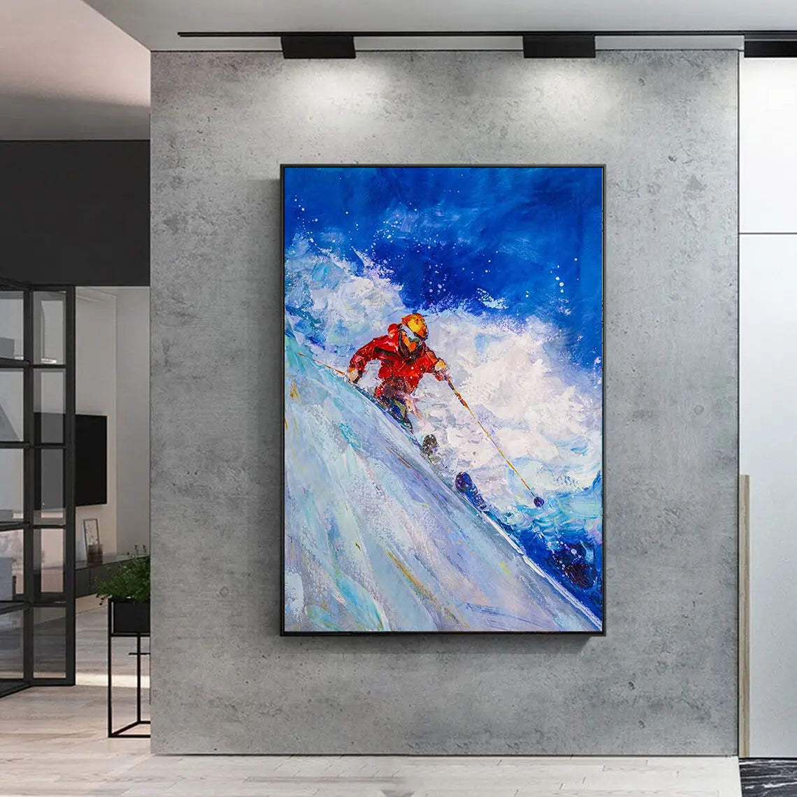 ALPINE SKIING II | Hand-Painted Canvas Art | QSQart — Front View | Abstract Oil Painting for Home Decor