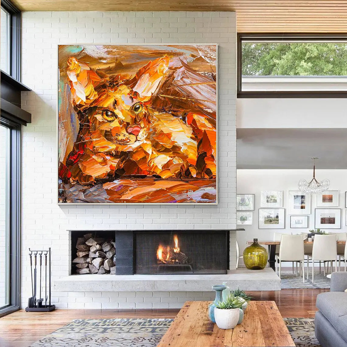 ABYSSINIAN | Hand-Painted Canvas Art | QSQart — Front View | Abstract Oil Painting for Home Decor