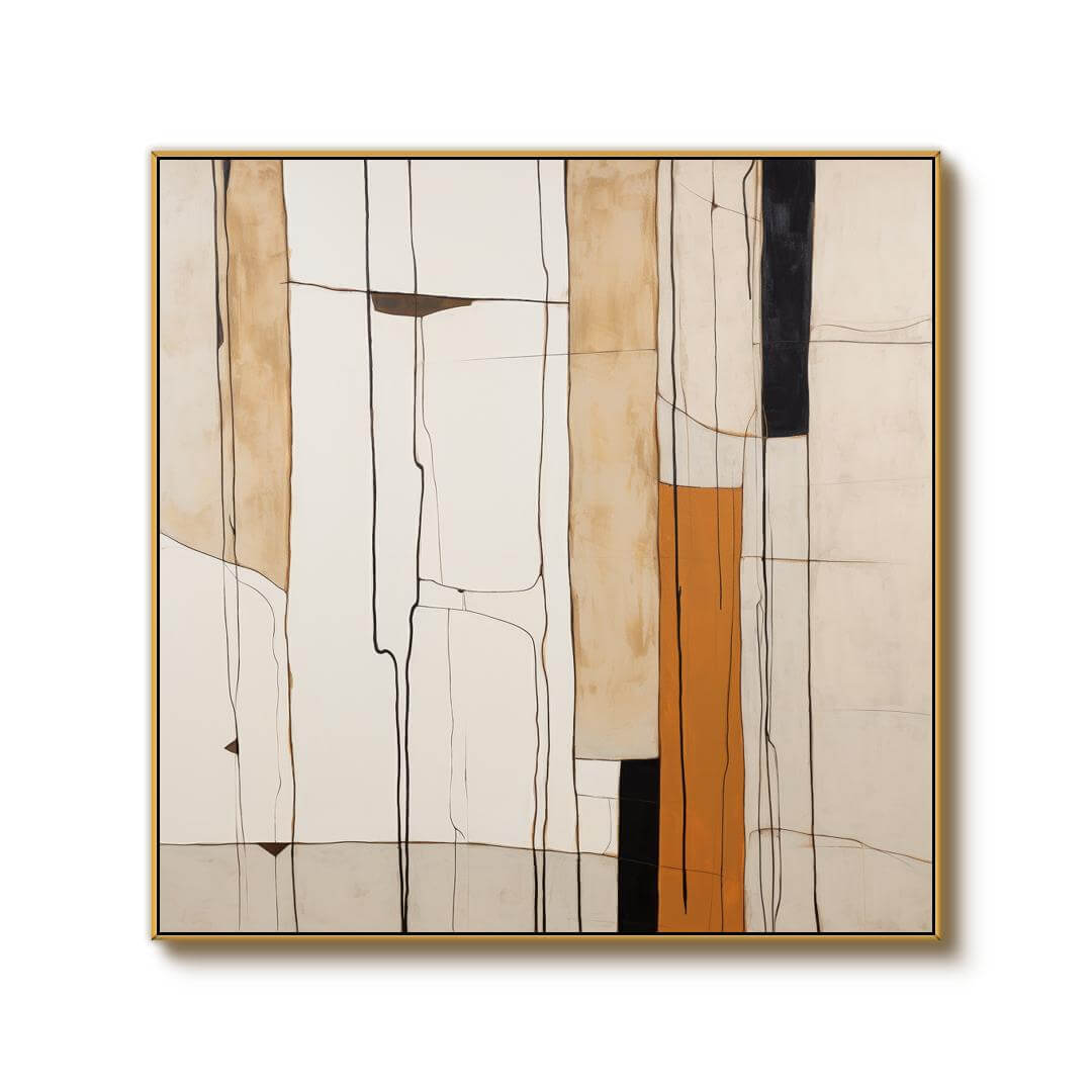 Amber Intersections I — Front View | Abstract Oil Painting for Home Decor
