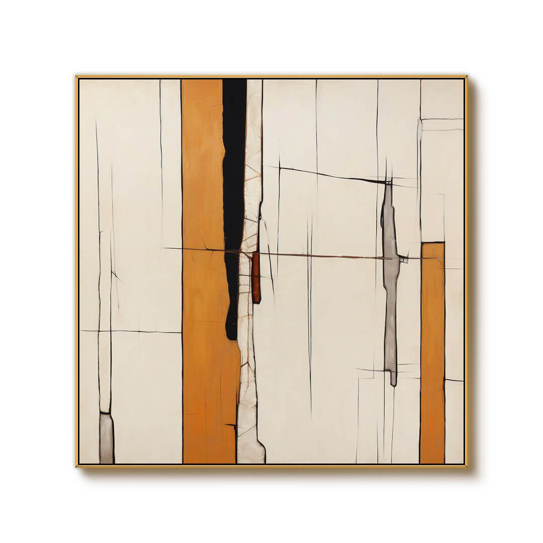 Amber Intersections — Front View | Abstract Oil Painting for Home Decor