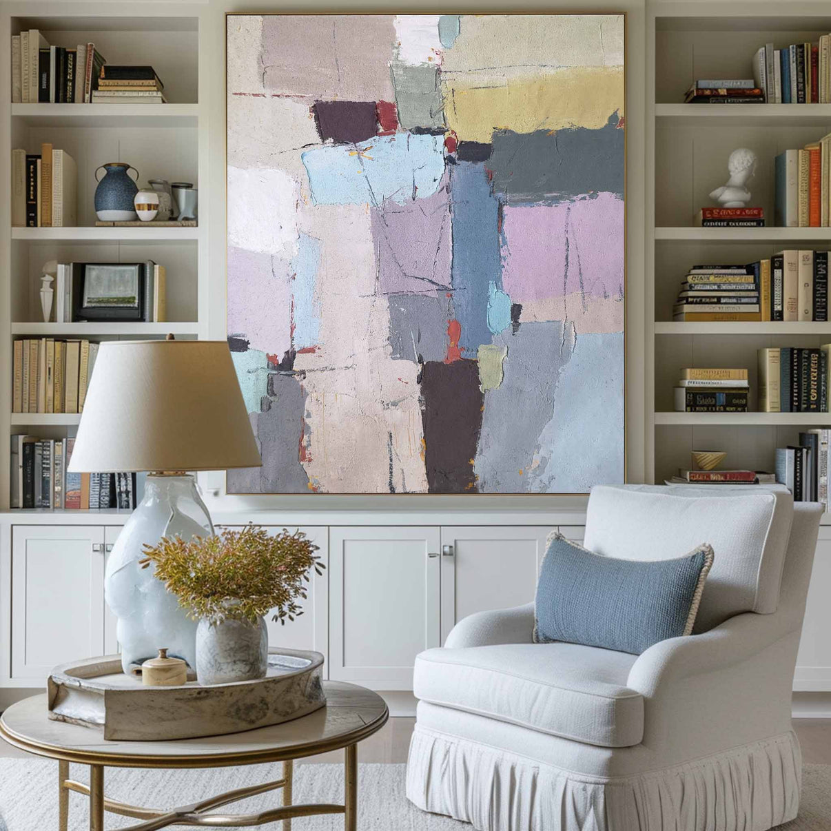Abstract Geometric Painting #ABAV49 — Front View | Abstract Oil Painting for Home Decor