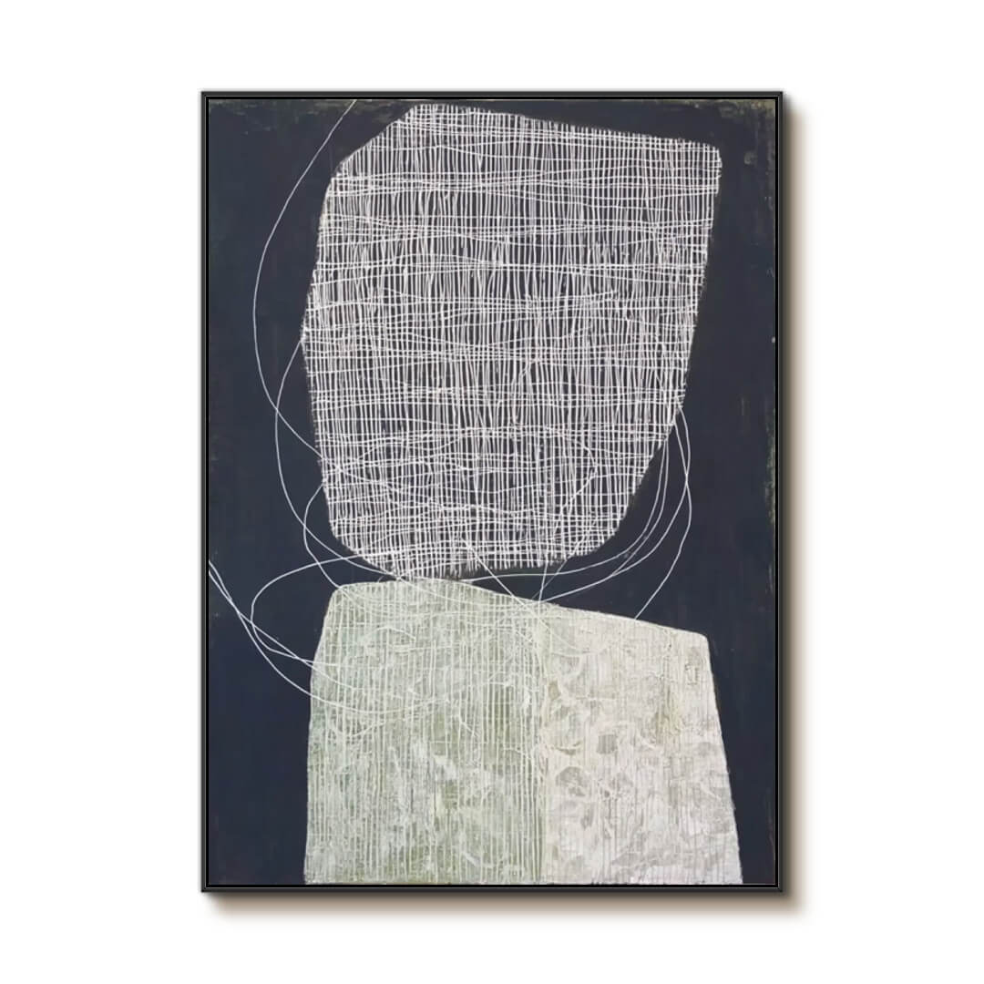 Anonymous Blueprint — Front View | Abstract Oil Painting for Home Decor