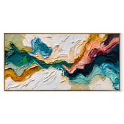 Floating Etherea – Heavy Texture Colorful Abstract Painting | Modern Wabi-Sabi Living Room Art #Q 545