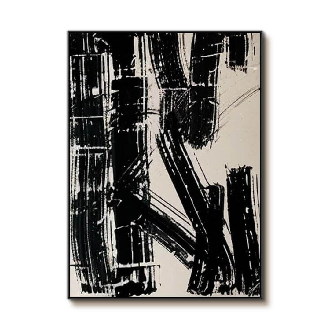 Bamboo - Abstract Botanical Canvas Art Painting — Front View | Abstract Oil Painting for Home Decor