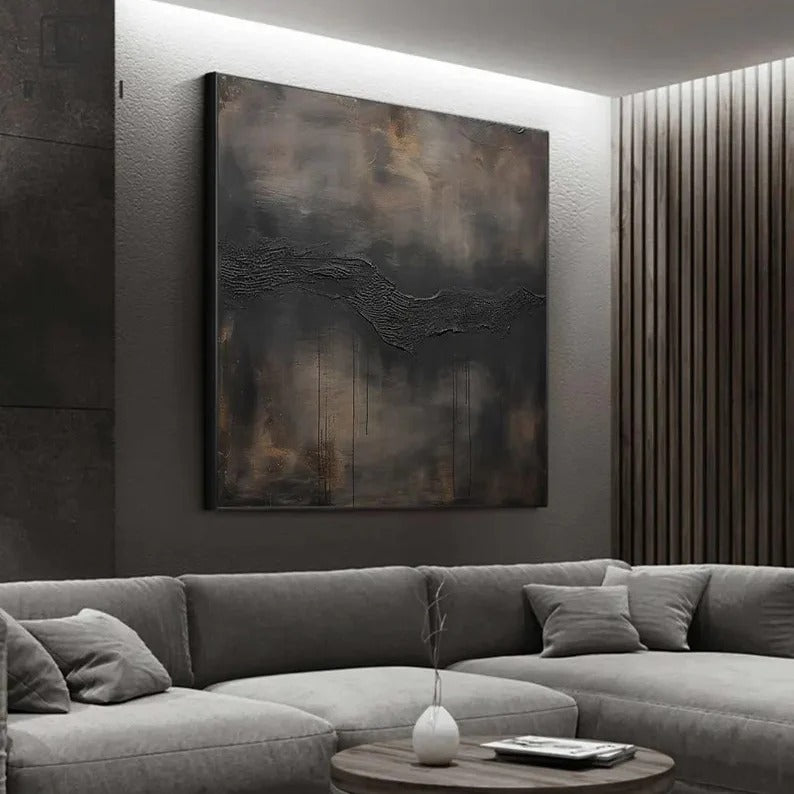 ASHEN CINDERS | Hand-Painted Canvas Art | QSQart — Front View | Abstract Oil Painting for Home Decor