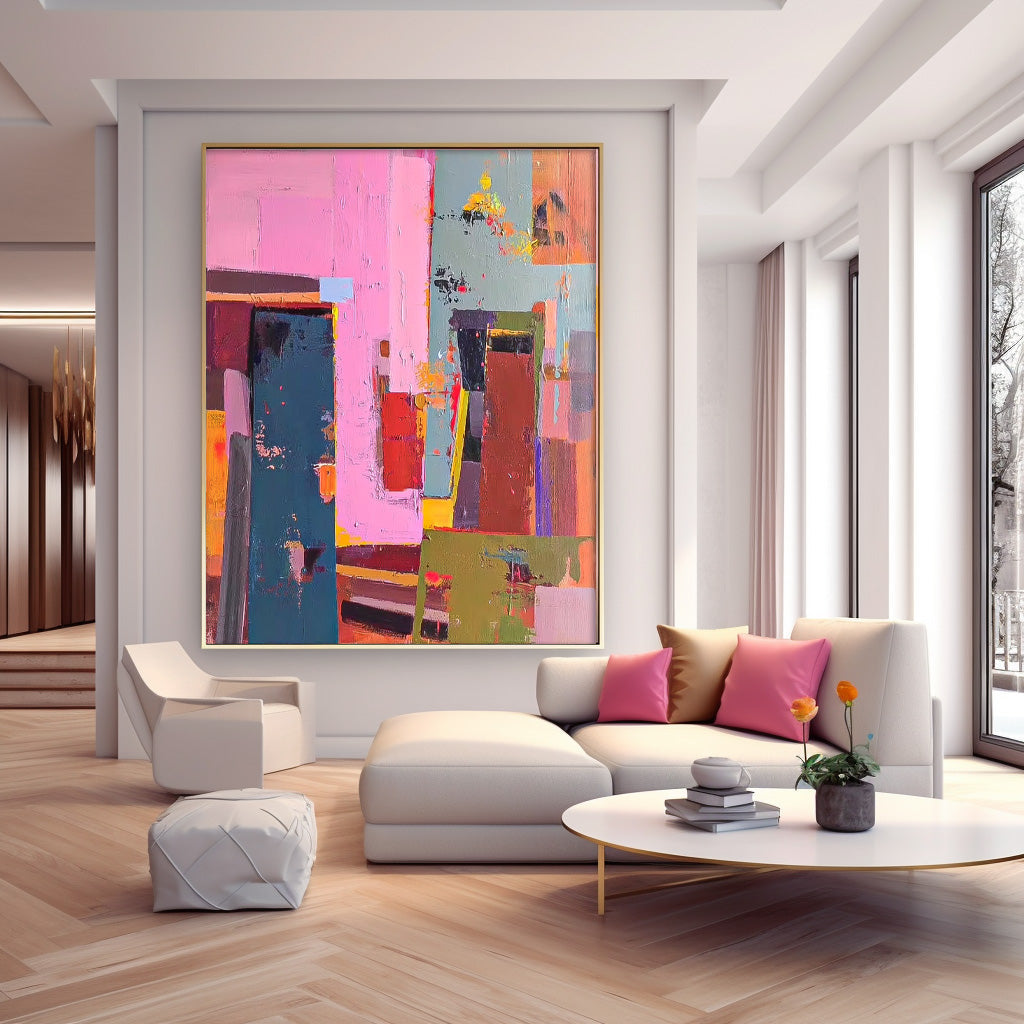 Abstract Canvas Art #AB002 | Abstract Canvas Wall Art | QSQart — Front View | Abstract Oil Painting for Home Decor