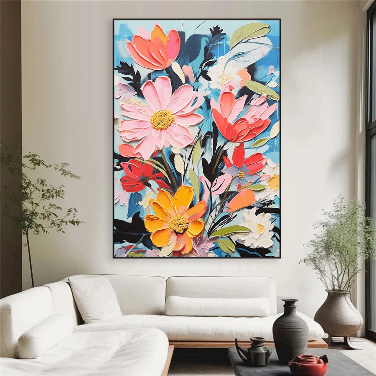 Blooming Joy — Front View | Abstract Oil Painting for Home Decor