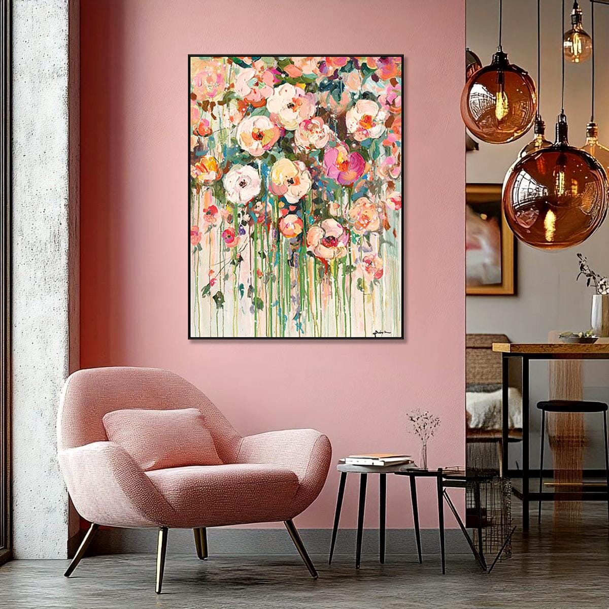 Blooming Symphony — Front View | Abstract Oil Painting for Home Decor