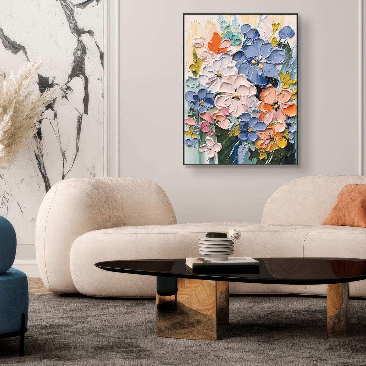 Blossom Dream – Colorful Floral Painting #MH1130(33) — Front View | Abstract Oil Painting for Home Decor
