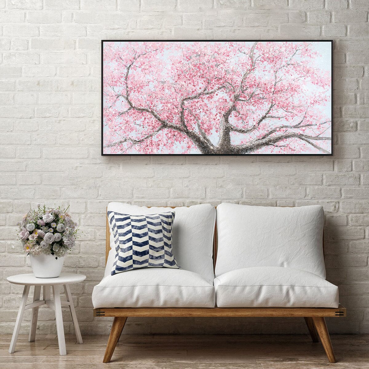 Blossom Dream-Pink Sakura Tree Painting #J3530 — Front View | Abstract Oil Painting for Home Decor