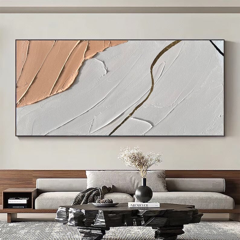 Blush Drift Minimalist Abstract Painting — Front View | Abstract Oil Painting for Home Decor