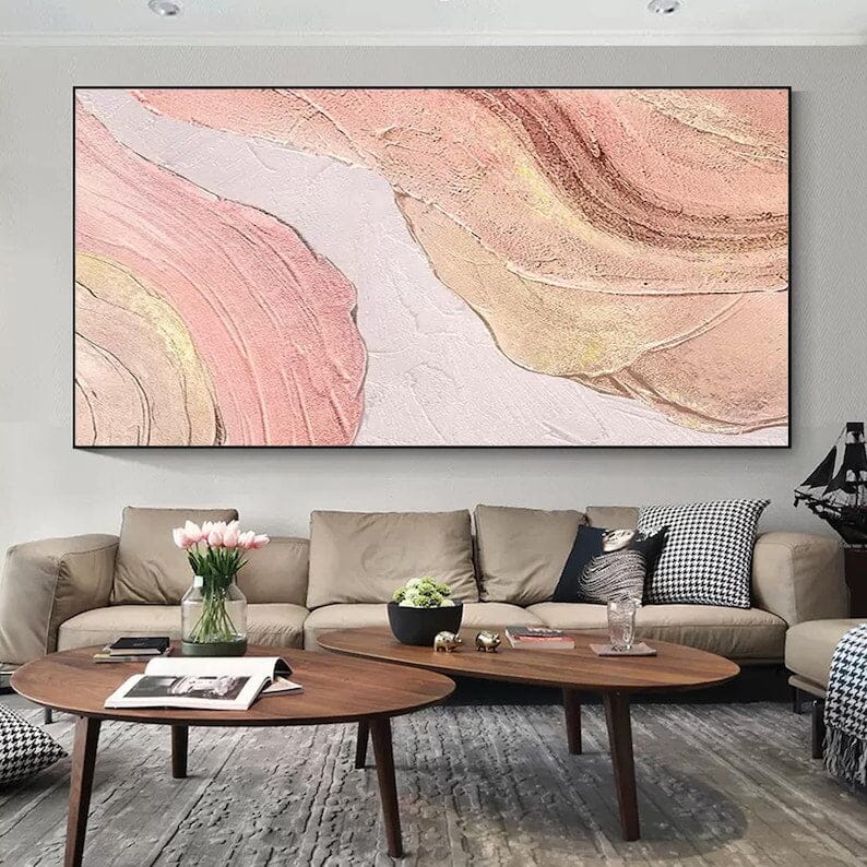 Blush Sandstone Abstract Painting — Front View | Abstract Oil Painting for Home Decor