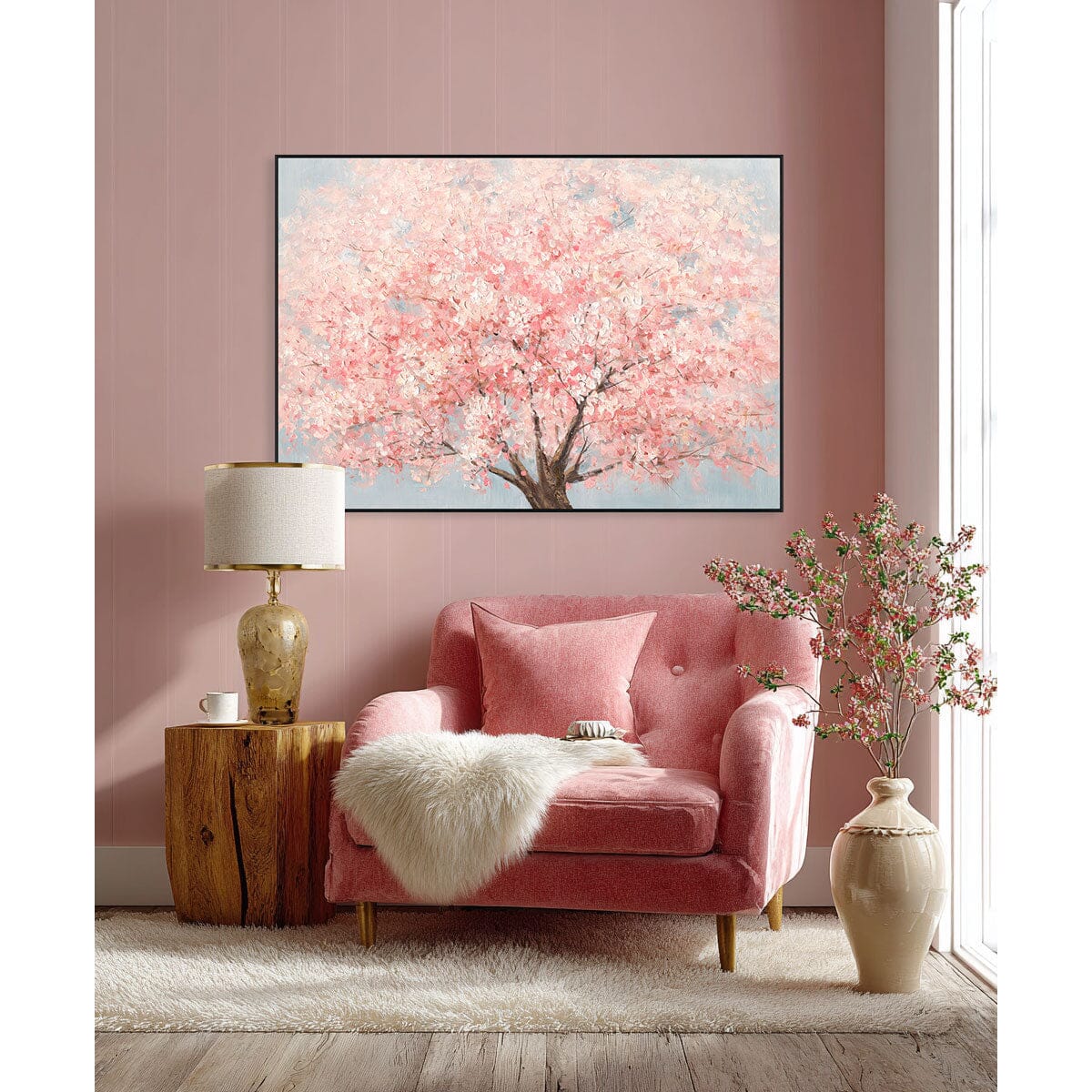 Cherry Blossom Realm — Front View | Abstract Oil Painting for Home Decor
