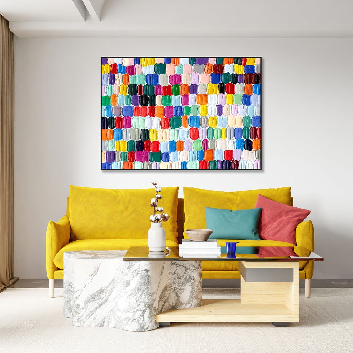 Chromatic Symphony-Multi Color Abstract Painting #H0952HHH-001 — Front View | Abstract Oil Painting for Home Decor