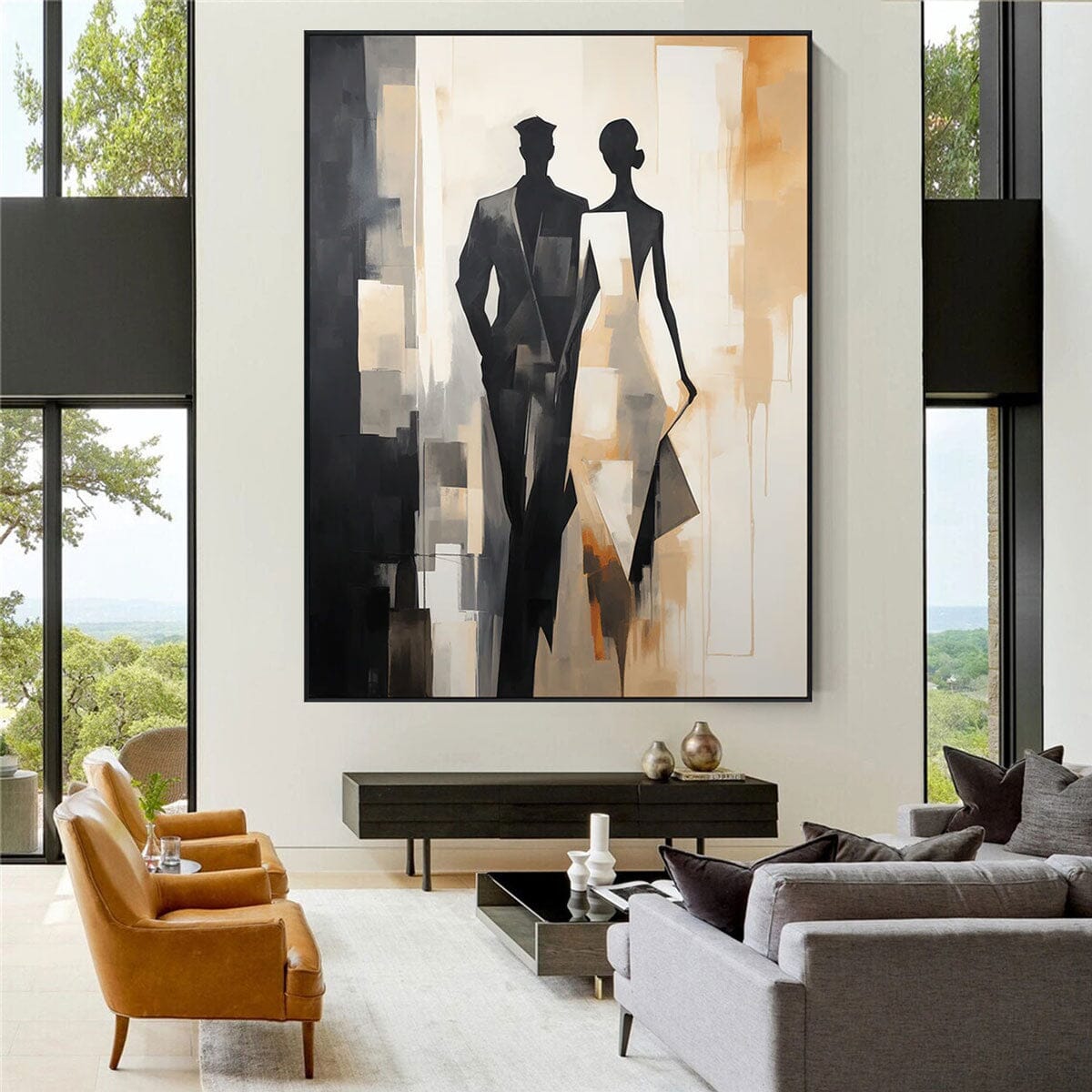 City Shadows — Front View | Abstract Oil Painting for Home Decor