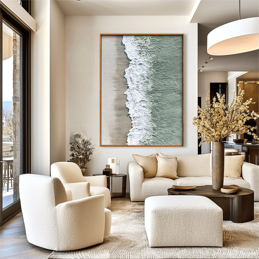 Coastal Serenity Seascape Painting #93002 — Front View | Abstract Oil Painting for Home Decor