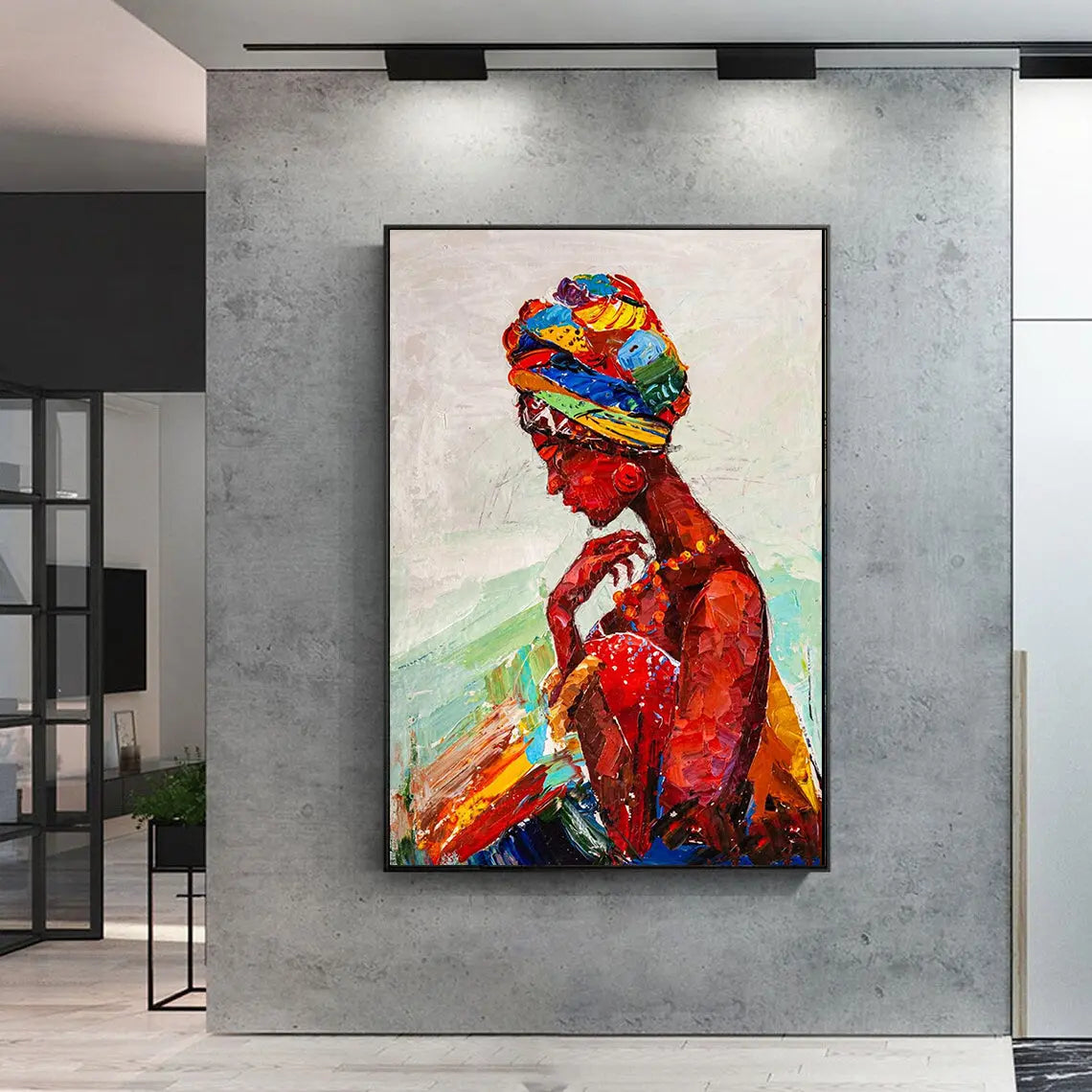 AFRICAN | Hand-Painted Canvas Art | QSQart — Front View | Abstract Oil Painting for Home Decor