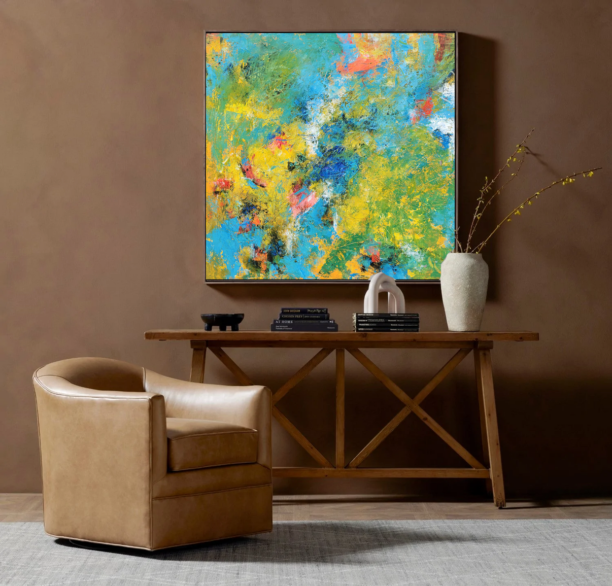 Abstract Canvas Art #AB037 | Abstract Canvas Wall Art | QSQart — Front View | Abstract Oil Painting for Home Decor
