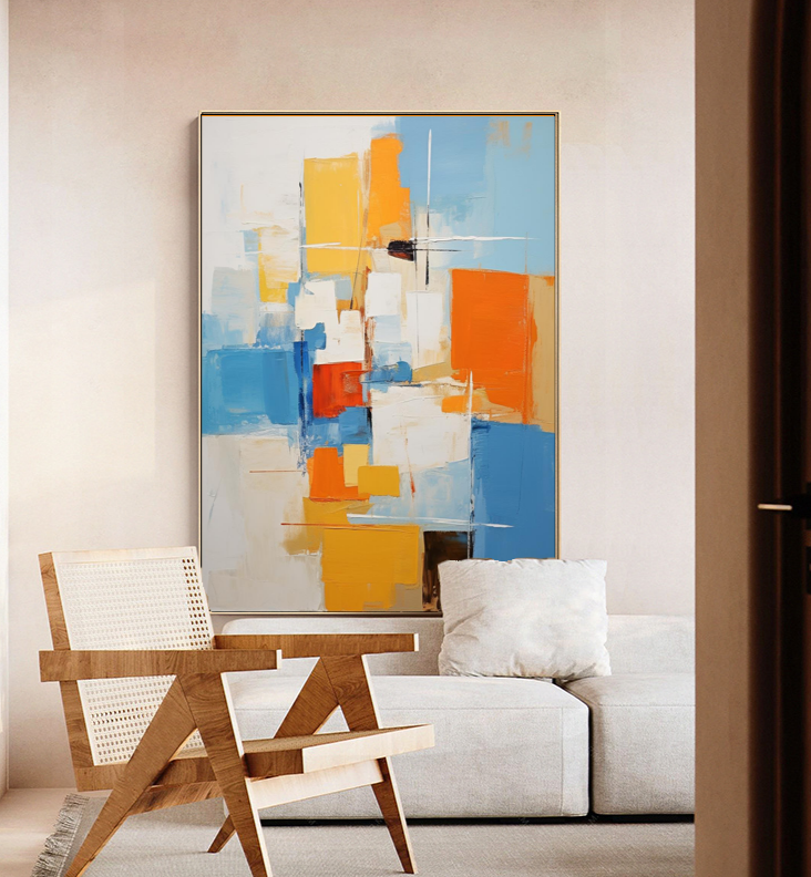 Abstract Canvas Art #AB033 | Abstract Canvas Wall Art | QSQart — Front View | Abstract Oil Painting for Home Decor