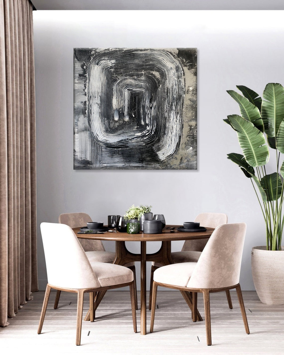 ABYSSAL ECHOES | Hand-Painted Canvas Art | QSQart — Front View | Abstract Oil Painting for Home Decor