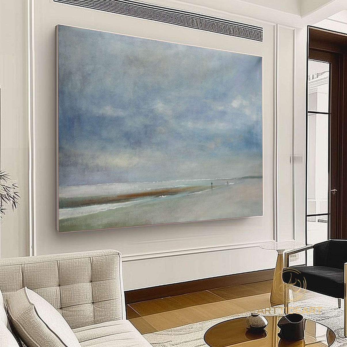 Beach Art #HC002 | Hand-Painted Canvas Art | QSQart — Front View | Abstract Oil Painting for Home Decor