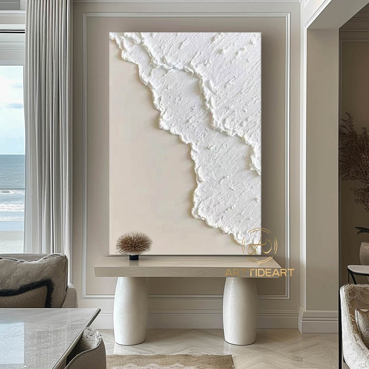 Beach Art #cz004 | Hand-Painted Canvas Art | QSQart — Front View | Abstract Oil Painting for Home Decor
