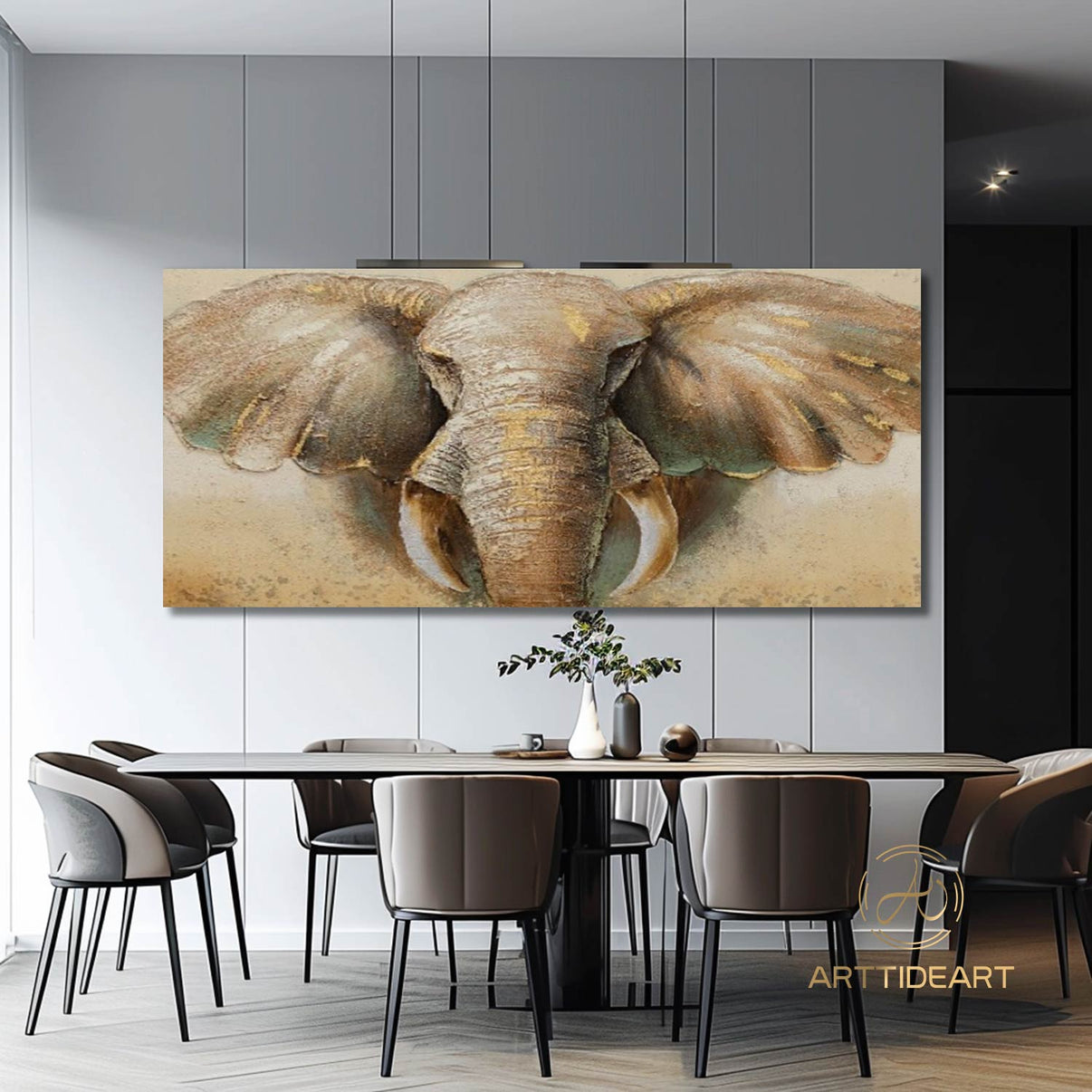 Animal Art #QJ001 | Hand-Painted Canvas Art | QSQart — Front View | Abstract Oil Painting for Home Decor