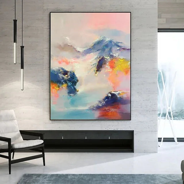 Abstract Mountain Dream-Hand-Painted Abstract Landscape Dream-Like ... — Front View | Abstract Oil Painting for Home Decor