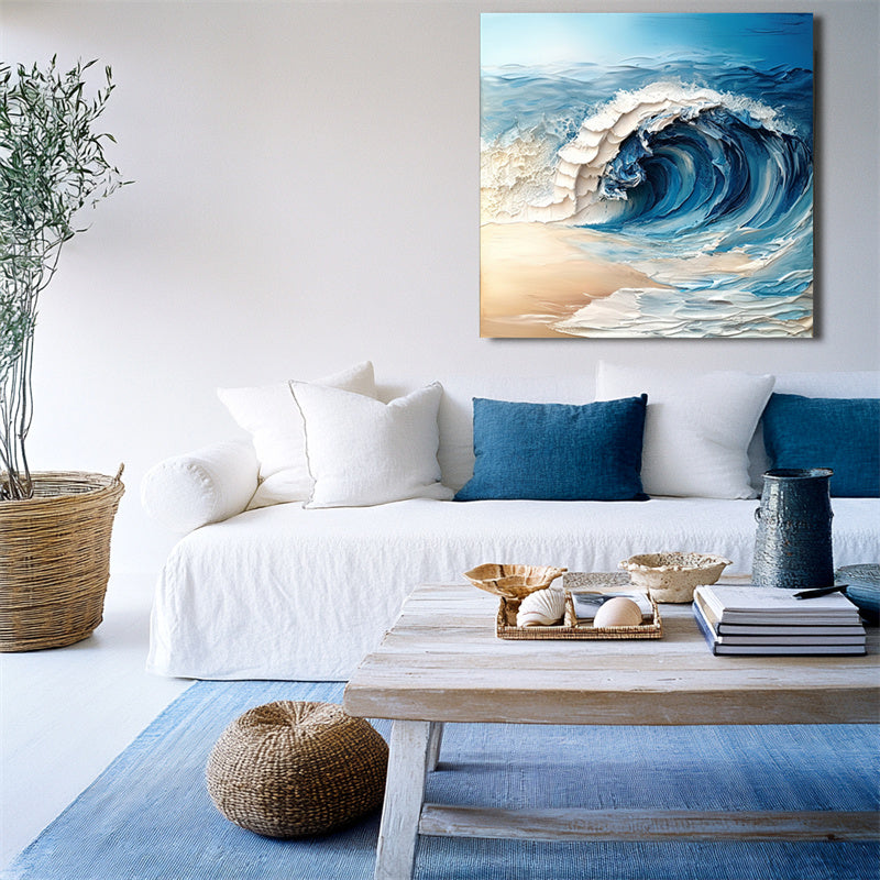 Abstract Ocean Art — Front View | Abstract Oil Painting for Home Decor
