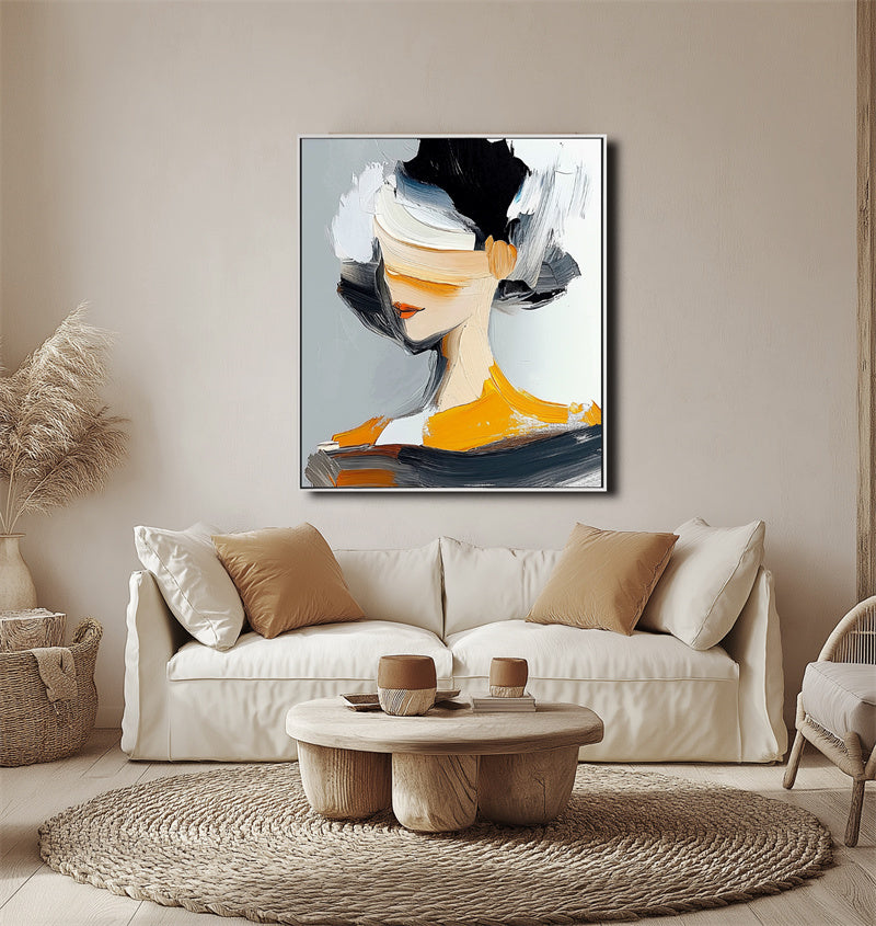 Abstract Portrait: Bold Strokes — Front View | Abstract Oil Painting for Home Decor