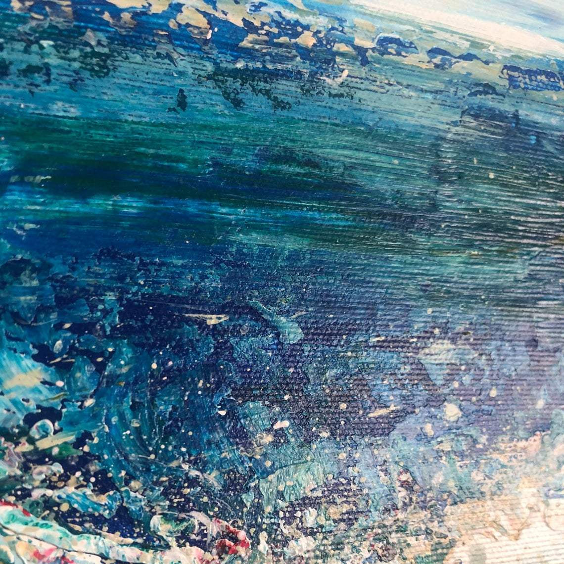Abstract coastal textured painting SPLASH — Front View | Abstract Oil Painting for Home Decor