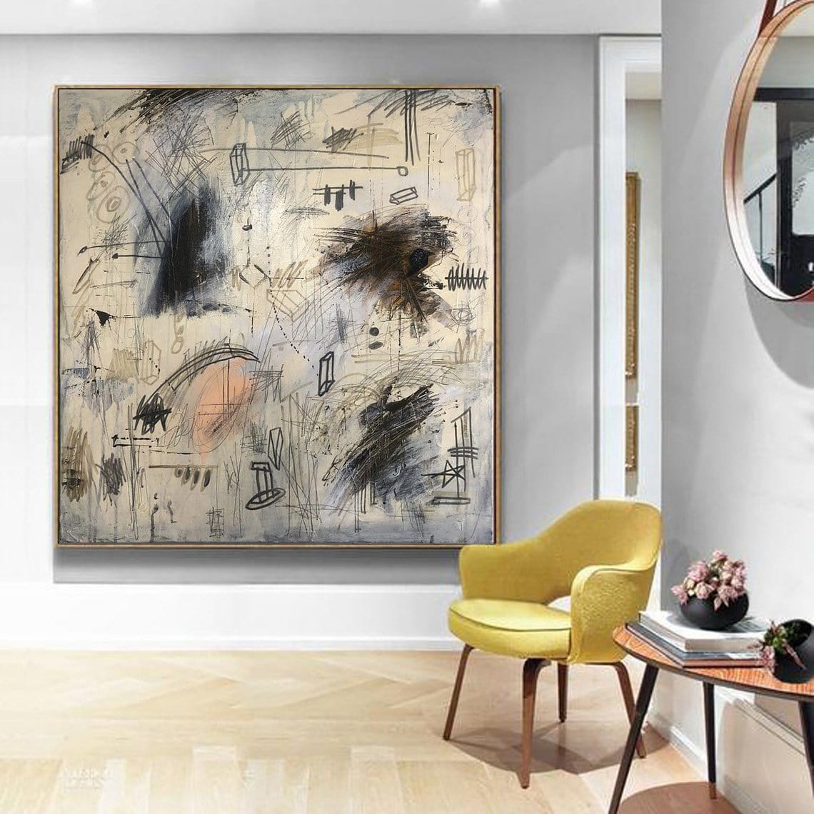 Abstract dynamic composition SOUL MECHANISM — Front View | Abstract Oil Painting for Home Decor