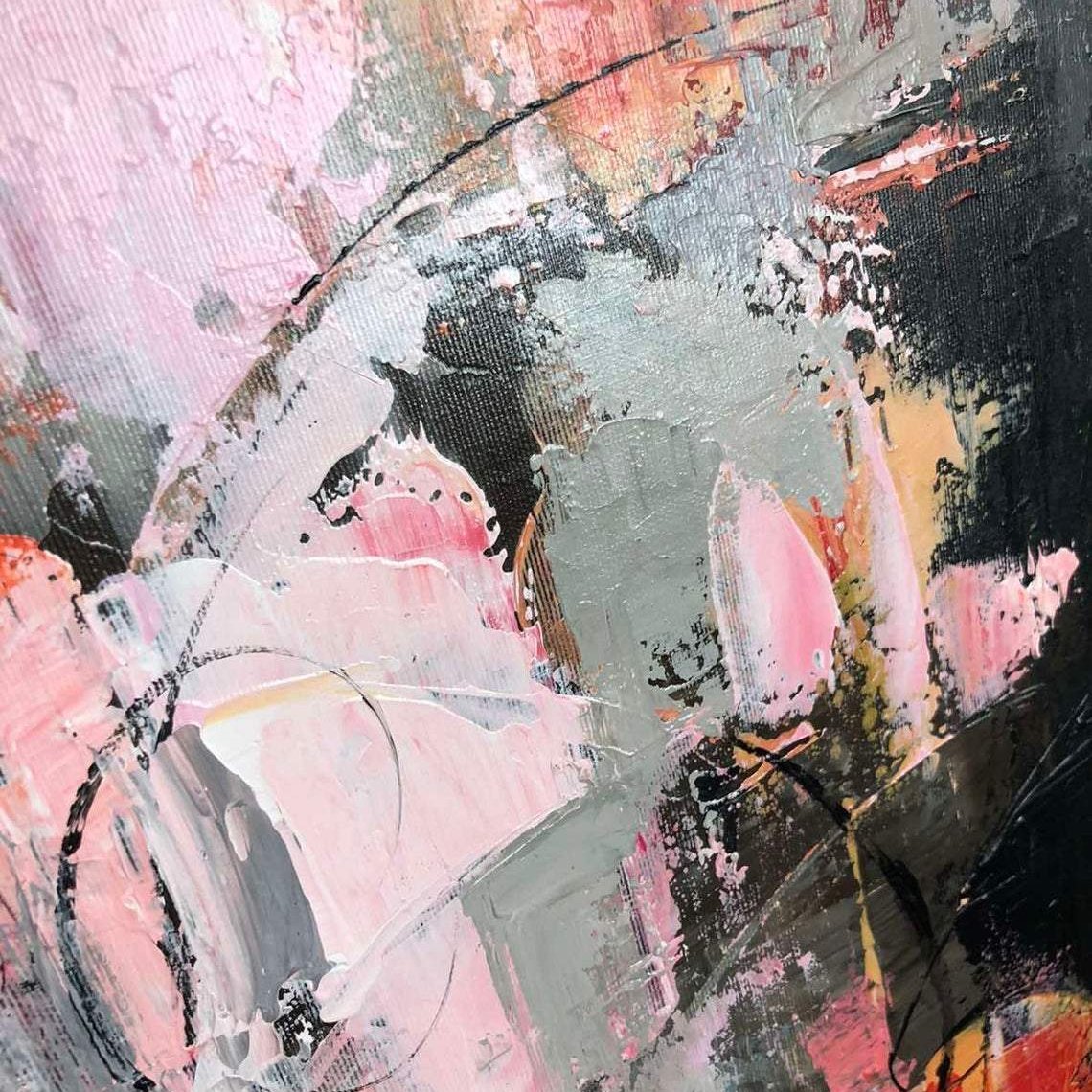 A ROSE GARDEN | Abstract Floral Canvas Wall Art | QSQart — Front View | Abstract Oil Painting for Home Decor