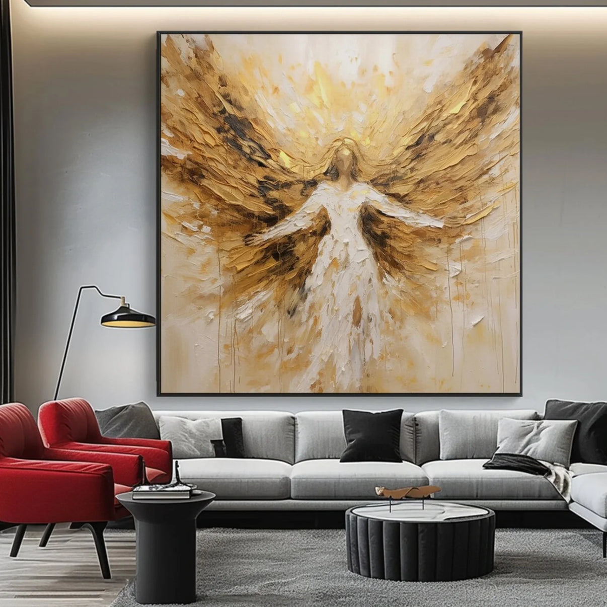Abstract Angel Wing Textured Painting #AP048 — Front View | Abstract Oil Painting for Home Decor