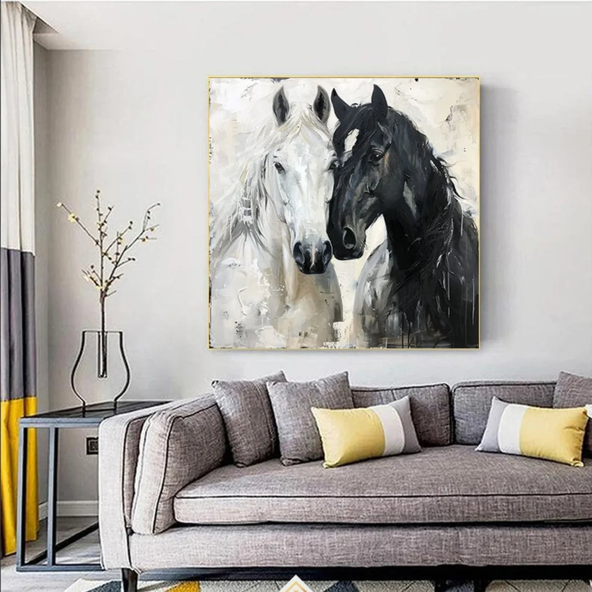 Abstract Animal Art Horse Texture Wall Art #AT011 — Front View | Abstract Oil Painting for Home Decor