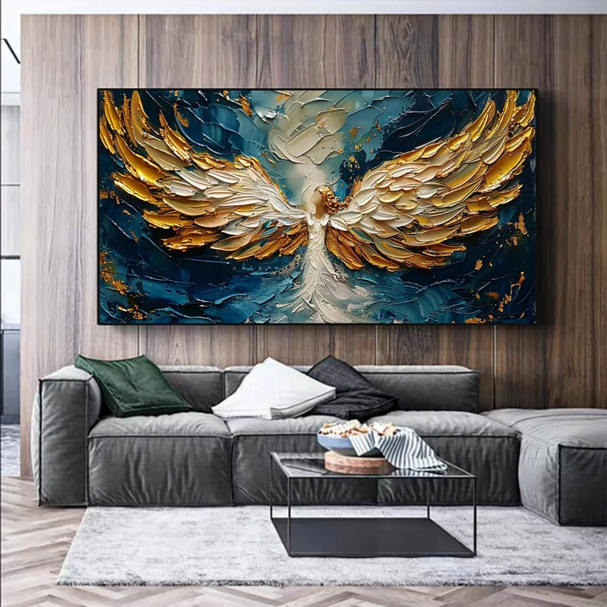 Abstract Angel Wing Textured Painting #AP052 — Front View | Abstract Oil Painting for Home Decor