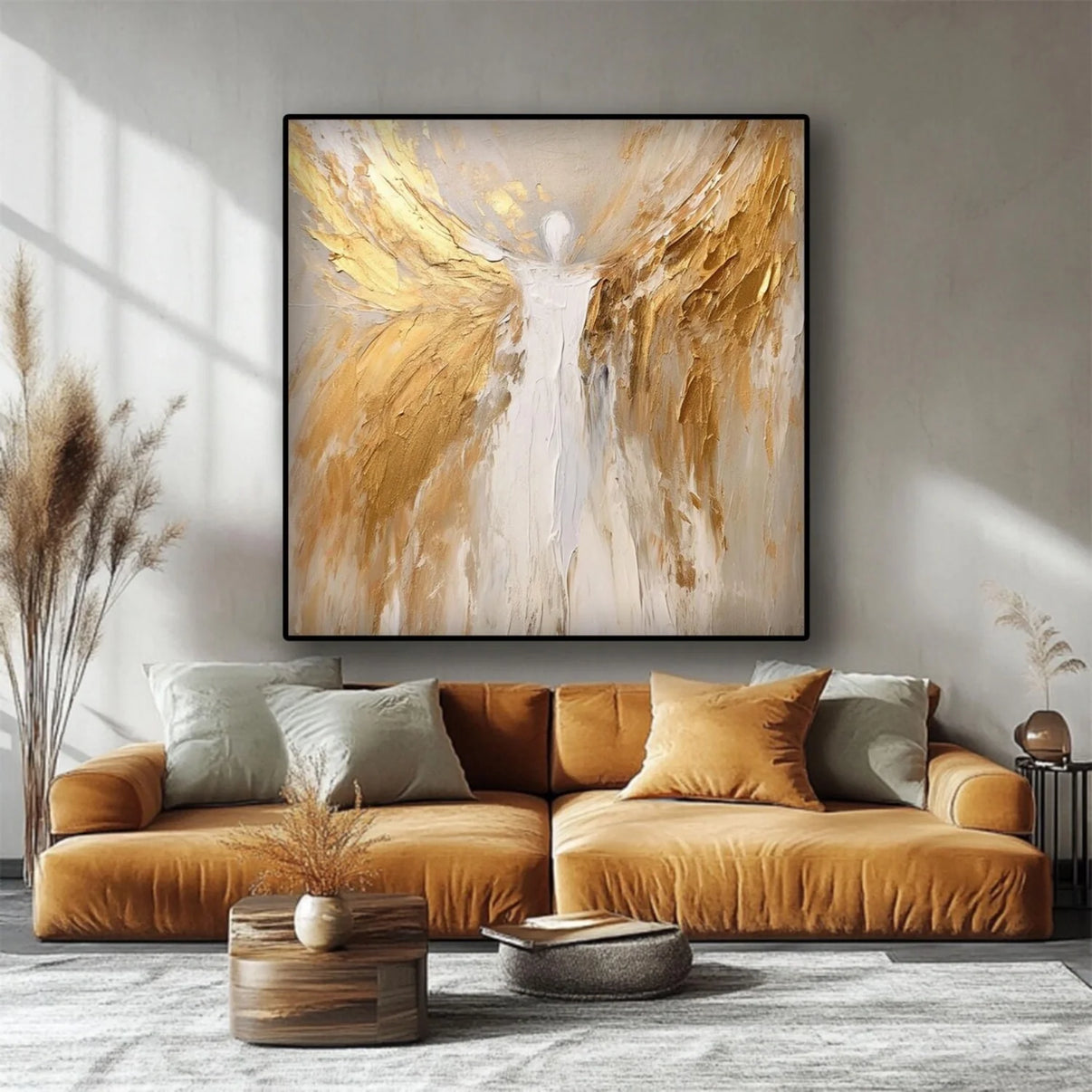 Abstract Angel Wing Textured Painting #AP049 — Front View | Abstract Oil Painting for Home Decor