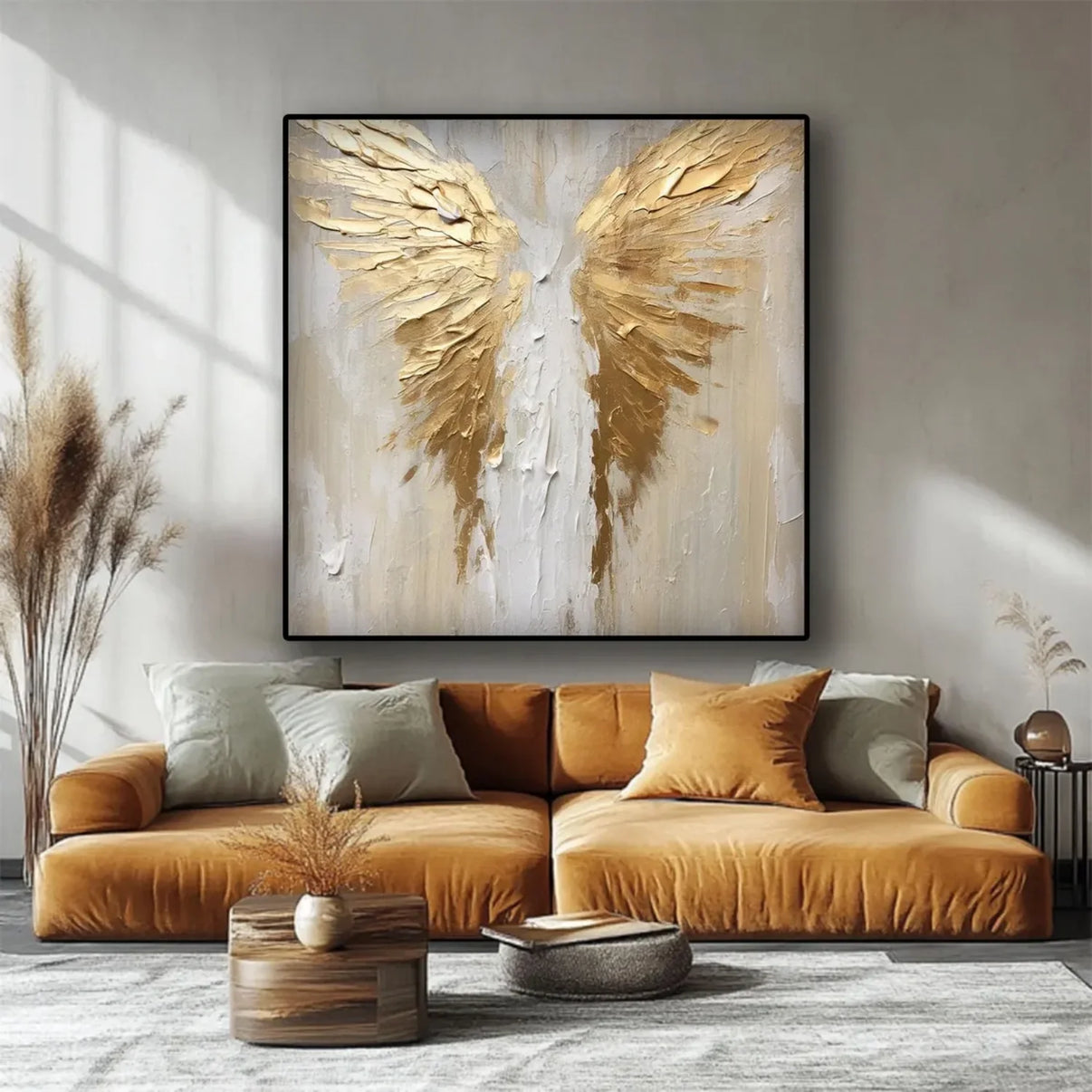 Abstract Angel Wing Textured Painting #AP050 — Front View | Abstract Oil Painting for Home Decor