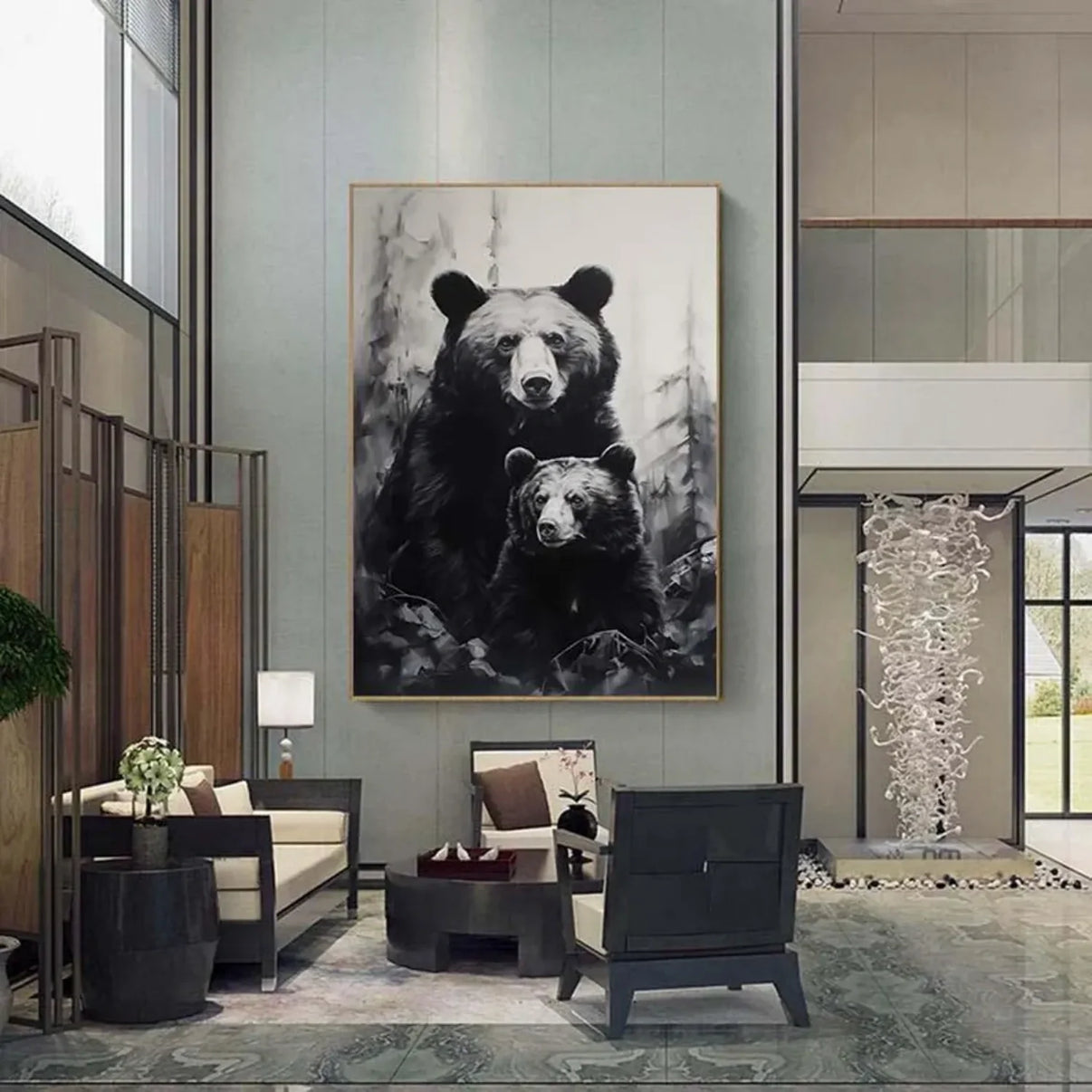 Abstract Animal Art Bear Wall Art  #AT016 — Front View | Abstract Oil Painting for Home Decor