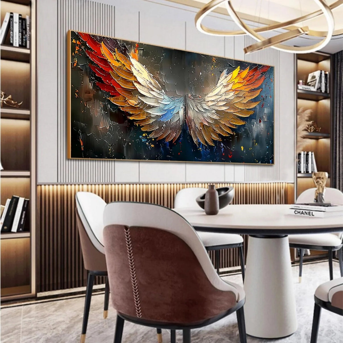 Abstract Angel Wing Textured Painting #AP053 — Front View | Abstract Oil Painting for Home Decor