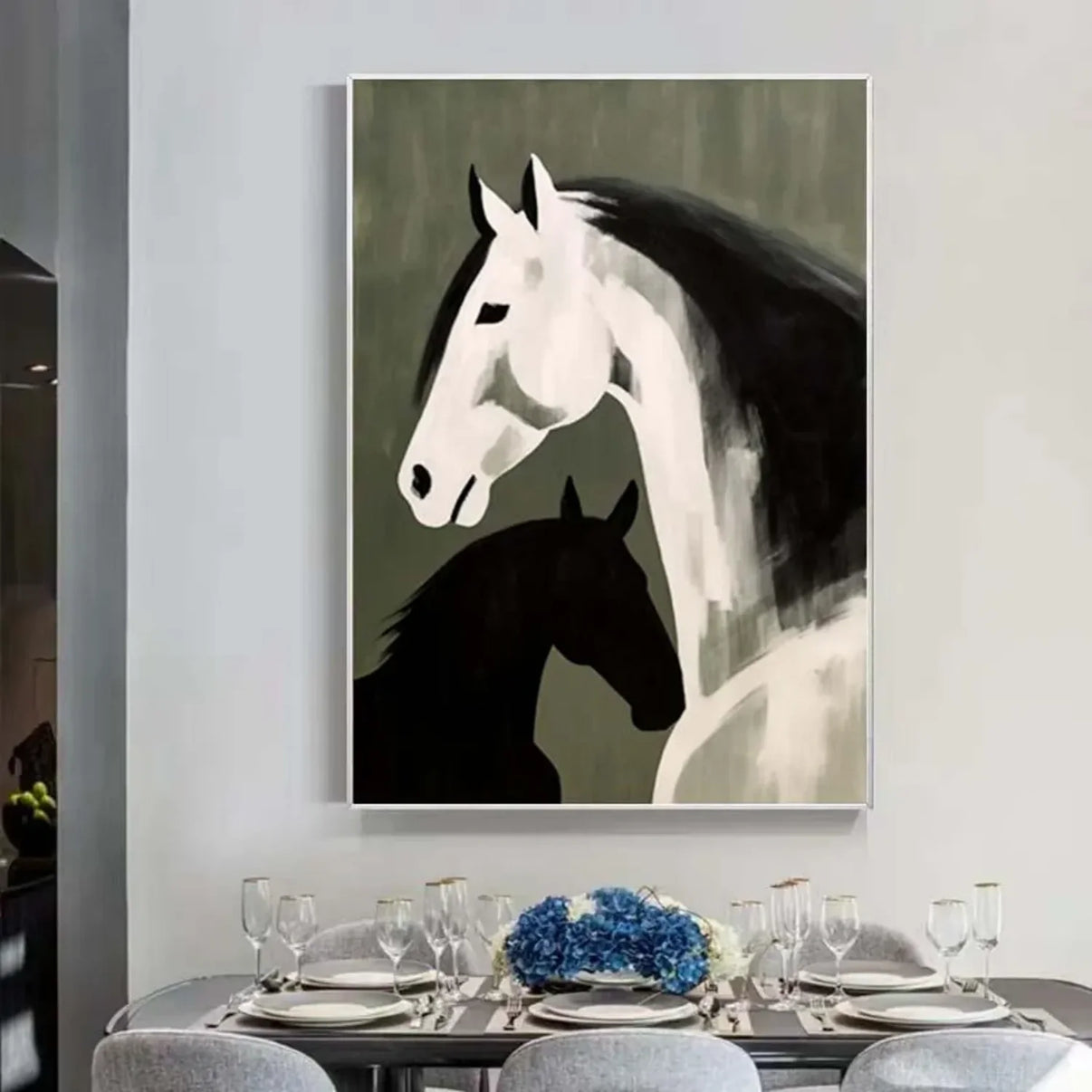 Abstract Animal Art Horse Wall Art  #AT015 — Front View | Abstract Oil Painting for Home Decor