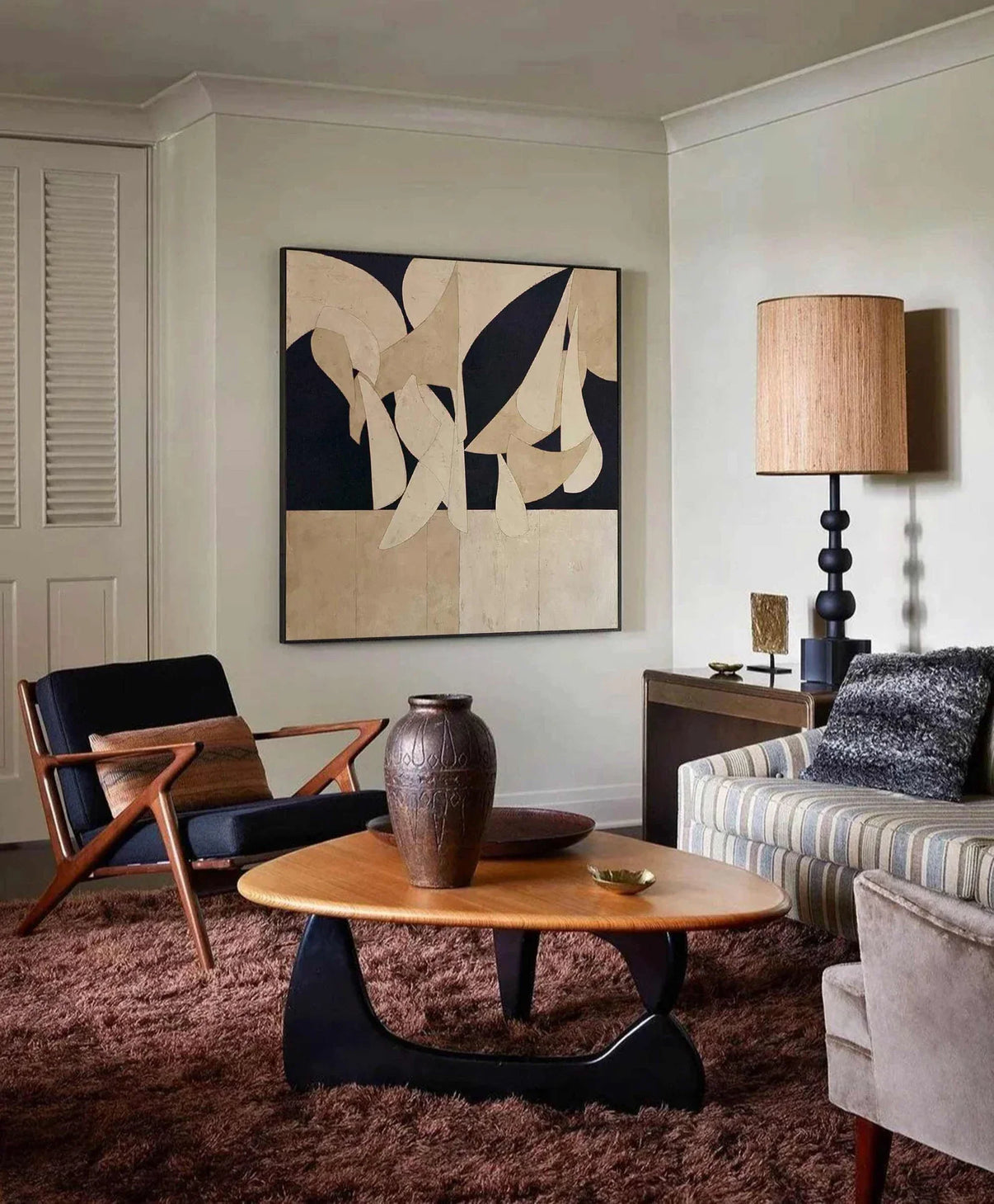 Abstract Neutral Shape Art | Chic Sophistication — Front View | Abstract Oil Painting for Home Decor