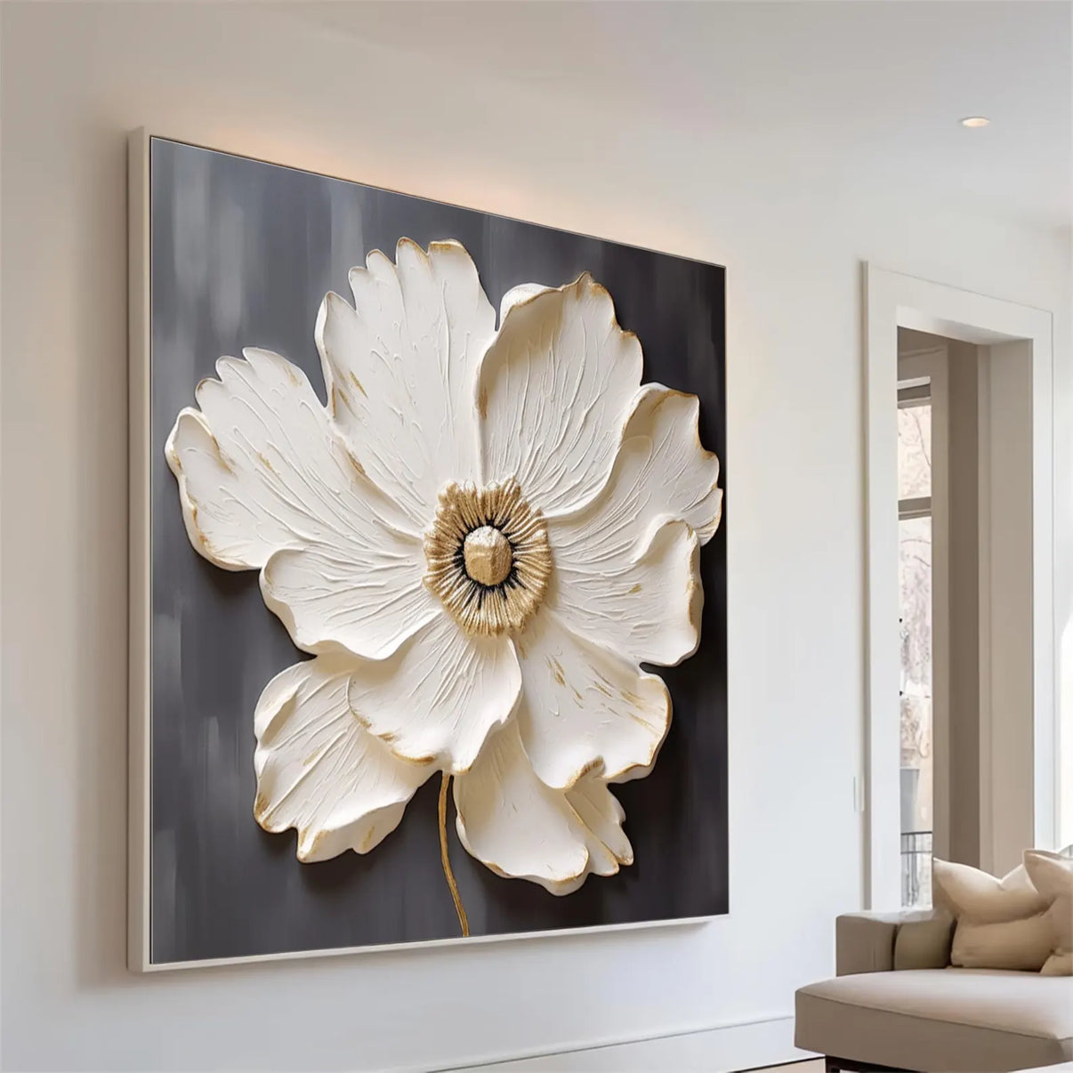 Alabaster | Hand-Painted Canvas Art | QSQart — Front View | Abstract Oil Painting for Home Decor