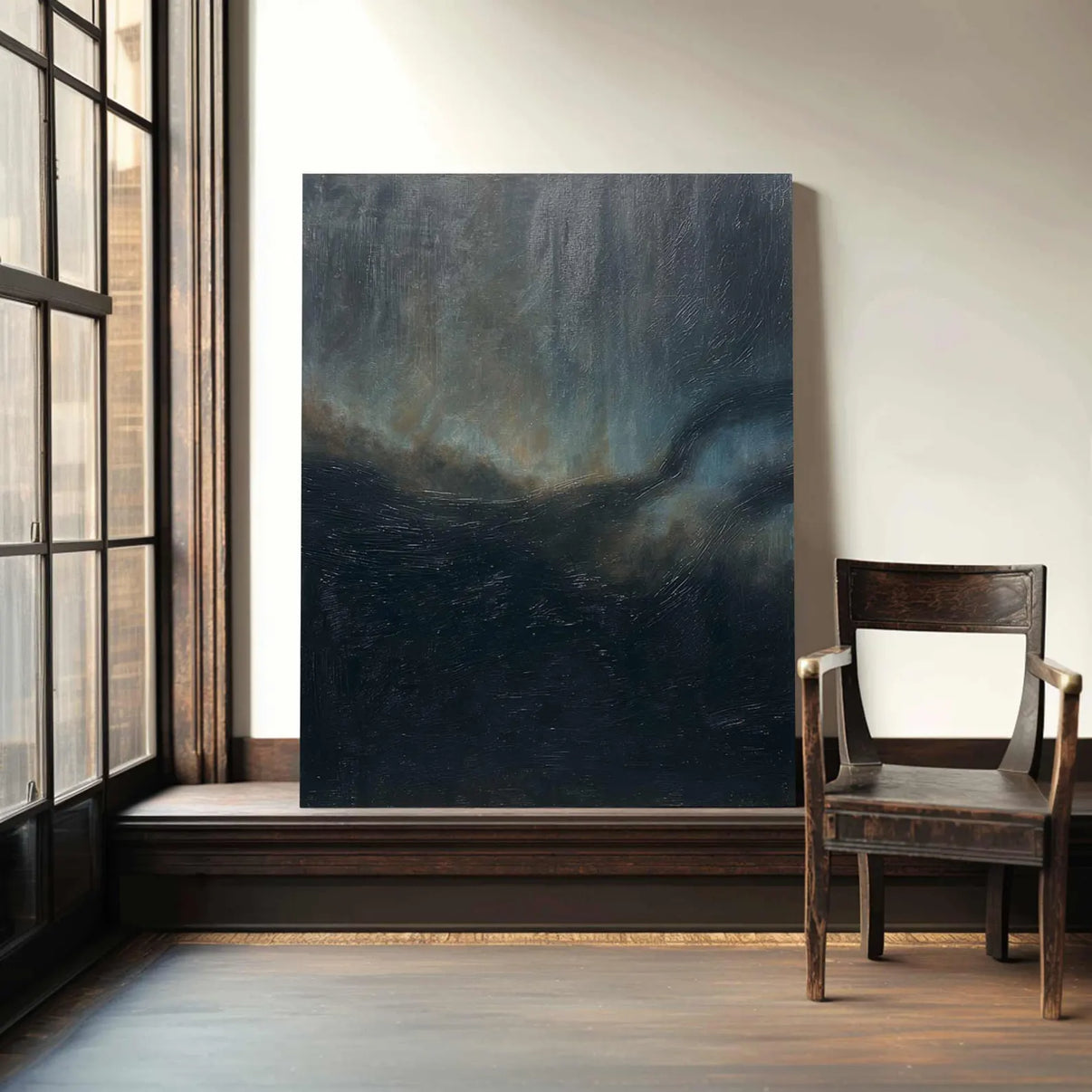 Abstract Ocean Art | Moody Waves — Front View | Abstract Oil Painting for Home Decor