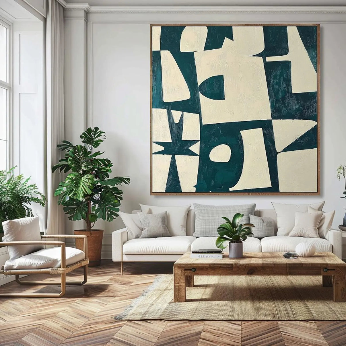 Abstract Geometric Art | Timeless Sophistication — Front View | Abstract Oil Painting for Home Decor