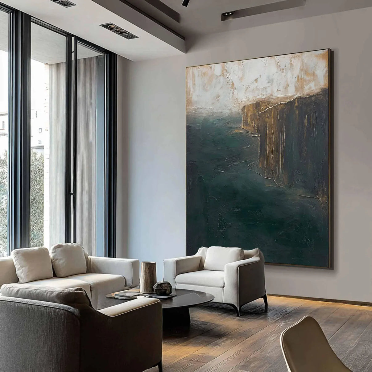 Abstract Cliff Art | Ocean Depth — Front View | Abstract Oil Painting for Home Decor