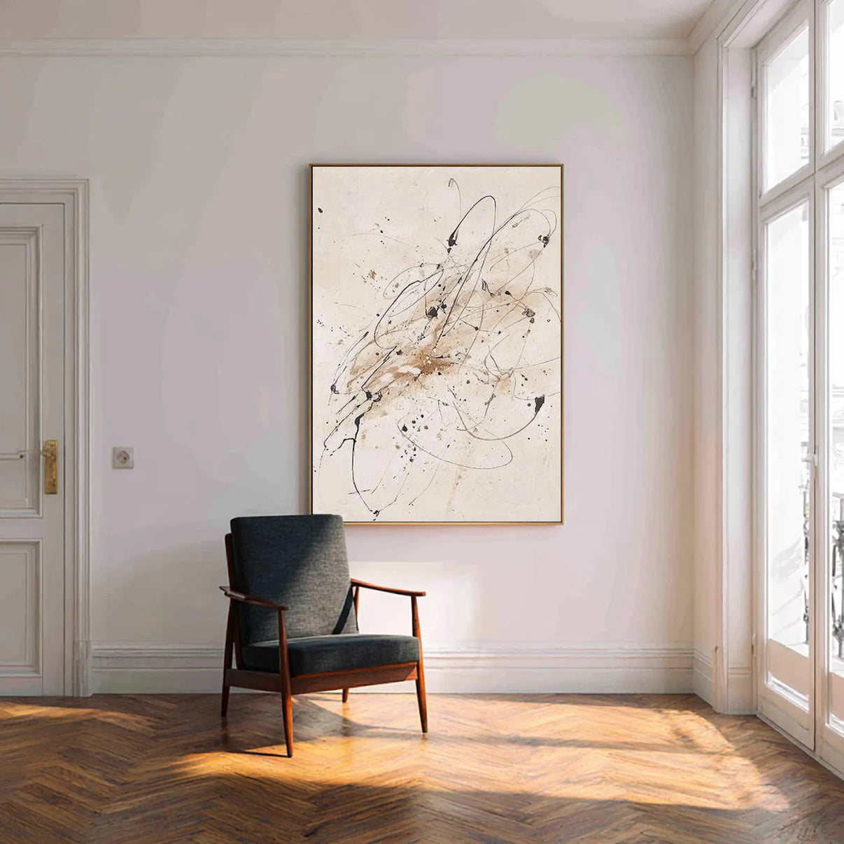 Abstract Ink Splash Art | Subtle Sophistication — Front View | Abstract Oil Painting for Home Decor